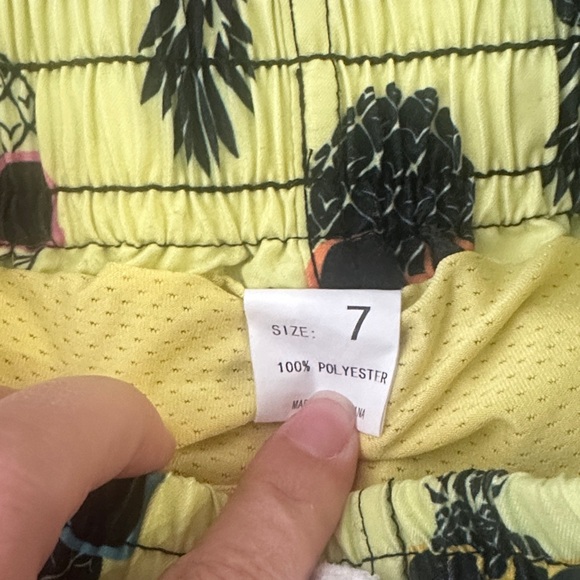 Kids Pineapple Print Green swim Shorts - Picture 2 of 5